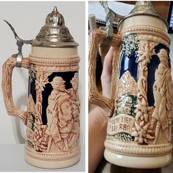 Vintage German Beer Stein Mug Love Collectable Lidded - Picture 2 of 12
